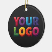 Einfaches benutzerdefiniertes Logo und Text Geschä Keramik Ornament (Links)