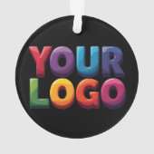 Einfaches benutzerdefiniertes Logo und Text Geschä Ornament (Rückseite)