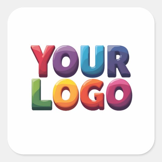 Einfaches benutzerdefiniertes Logo und Text Geschä Quadratischer Aufkleber (Vorderseite)
