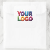 Einfaches benutzerdefiniertes Logo und Text Geschä Quadratischer Aufkleber (Tasche)