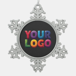 Einfaches benutzerdefiniertes Logo und Text Geschä Schneeflocken Zinn-Ornament