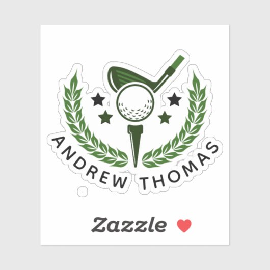 Einfaches benutzerdefiniertes Monogramm Golfer Nam Aufkleber (Blatt)