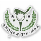 Einfaches benutzerdefiniertes Monogramm Golfer Nam Aufkleber (Vorderseite)
