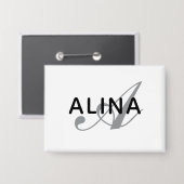Einfaches benutzerdefiniertes Namensmonogramm Rech Button (Vorderseite/Rückseite)