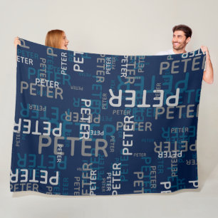 Einfaches benutzerdefiniertes Repetiermuster Blau Fleecedecke