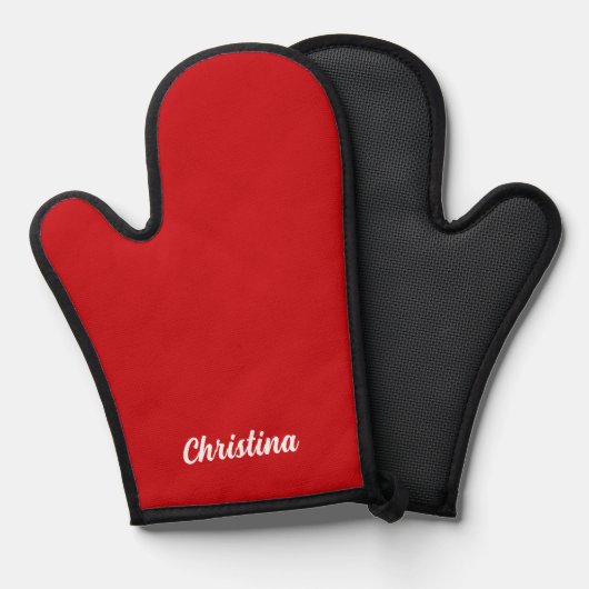 Einfaches, benutzerdefiniertes Skriptmonogramm rot Ofenhandschuh (Vorderseite/Rückseite)
