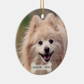 Einfaches benutzerdefiniertes Spitz-Hund-Foto Keramik Ornament (Rechts)