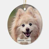 Einfaches benutzerdefiniertes Spitz-Hund-Foto Keramik Ornament (Links)