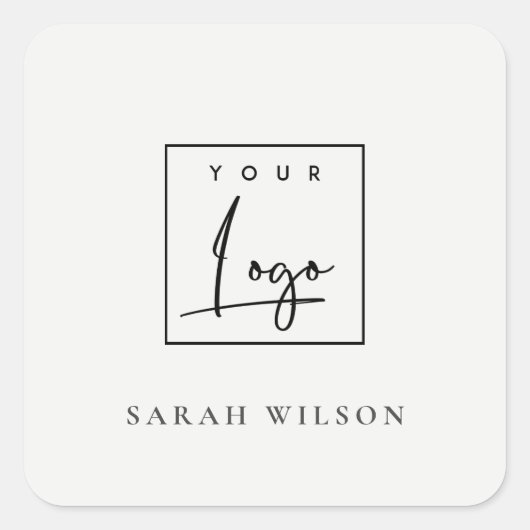 Einfaches, benutzerdefiniertes Werbelogo Quadratischer Aufkleber (Vorderseite)