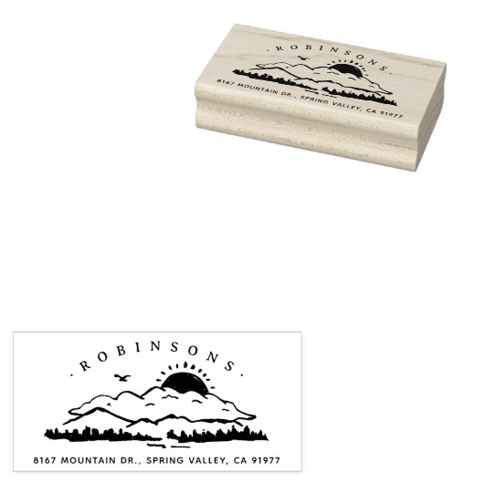 Einfaches Bergtal Rustikale Familienhausadressen Gummistempel (Stempel)