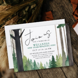 Einfaches Bergwald-Teambuilding-Entspannungsgemäld Einladung