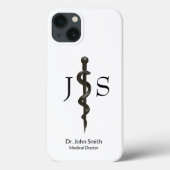 Einfaches Berufliches Asclepius Schwarz-weiß Case-Mate iPhone Hülle (Rückseite)