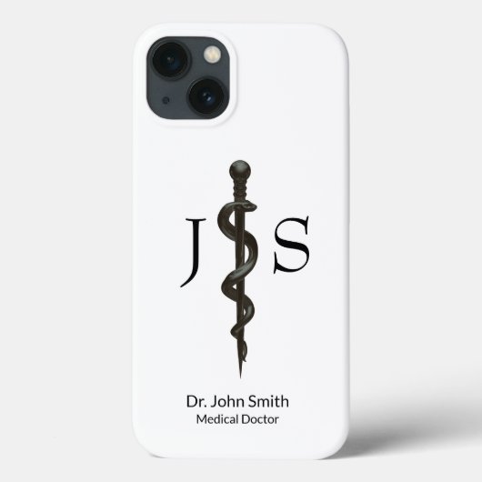 Einfaches Berufliches Asclepius Schwarz-weiß Case-Mate iPhone Hülle (Rückseite)