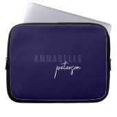 Einfaches Berufliches Blau Minimalistisch Laptopschutzhülle (Vorderseite)