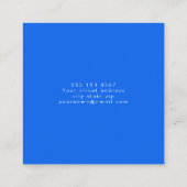 Einfaches Berufliches Cobalt Blue Quadratische Visitenkarte (Rückseite)