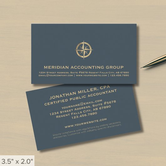 Einfaches Berufliches Compass-Logo Visitenkarte