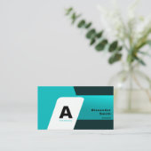 Einfaches Berufliches Foto des Aqua Blue-Logos Visitenkarte (Stehend Vorderseite)