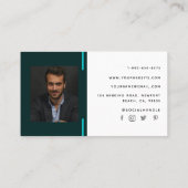 Einfaches Berufliches Foto des Aqua Blue-Logos Visitenkarte (Rückseite)