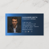 Einfaches Berufliches Foto für moderne Blue Logos Visitenkarte (Rückseite)