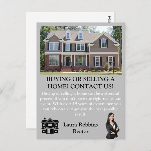 Einfaches Berufliches Foto Real Anwesen Agent Postkarte (Vorne/Hinten)