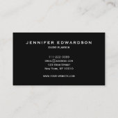 Einfaches berufliches Geschäft in schwarz-minimal Visitenkarte (Rückseite)