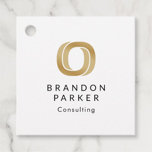 Einfaches Berufliches Gold-Logo auf Schwarz Geschenkanhänger (Vorderseite)