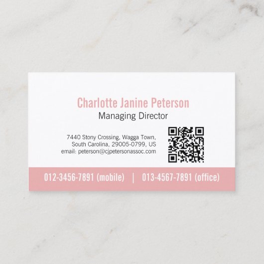 Einfaches berufliches Logo, duskal rosa QR-Code Visitenkarte (Rückseite)