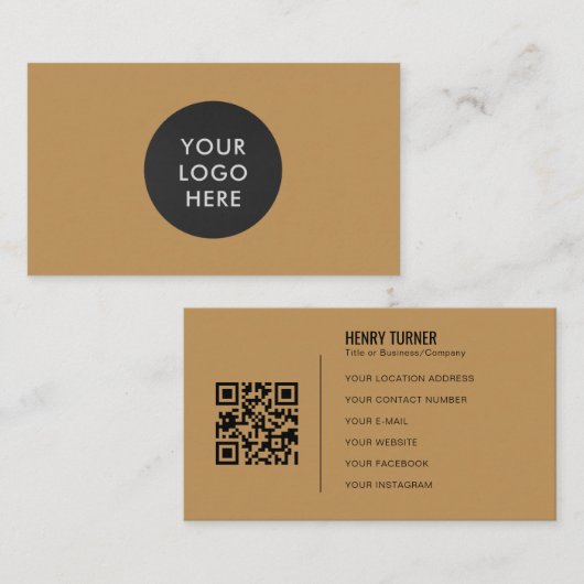 Einfaches Berufliches Logo QR Code Gold Company Visitenkarte (Vorne/Hinten)