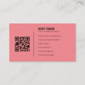 Einfaches Berufliches Logo QR Code Rosa Company Visitenkarte (Rückseite)