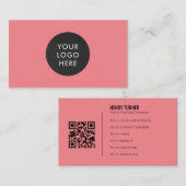 Einfaches Berufliches Logo QR Code Rosa Company Visitenkarte (Vorne/Hinten)