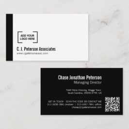 Einfaches berufliches Logo Schwarz-weiß QR-Code Visitenkarte