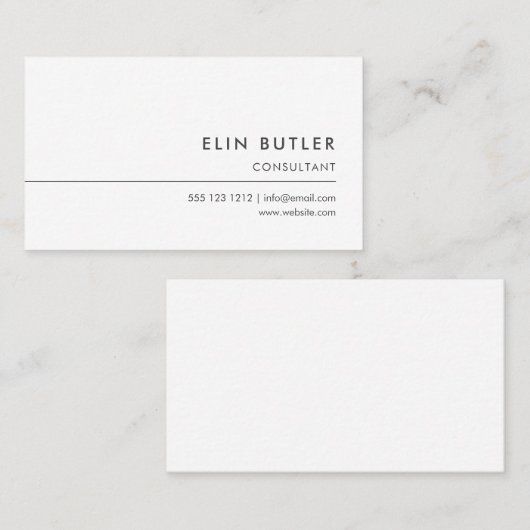 Einfaches berufliches Minimalistisches Weiß Visitenkarte (Vorne/Hinten)