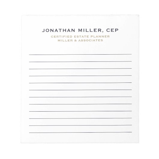 Einfaches Berufliches Notepad Notizblock (Vorderseite)