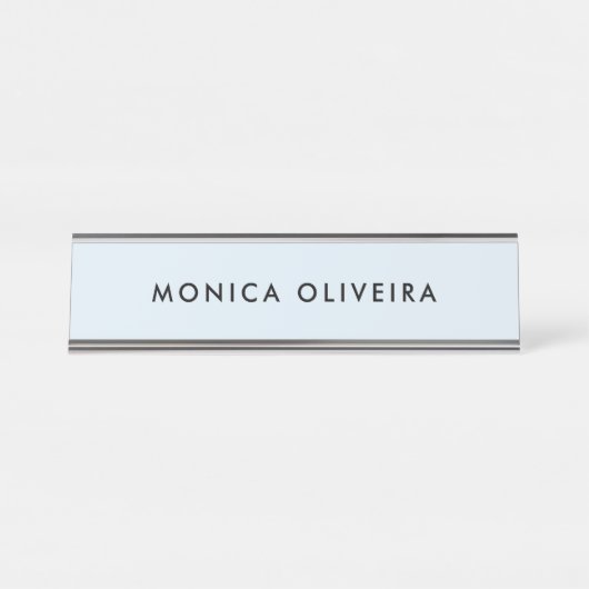Einfaches berufliches Pastellblau Schreibtischnamensplakette (Vorderseite )