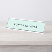 Einfaches berufliches Pastellgrün Schreibtischnamensplakette (Vorderseite )