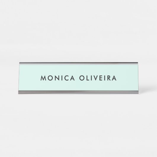 Einfaches berufliches Pastellgrün Schreibtischnamensplakette (Vorderseite )
