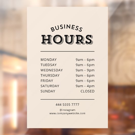 Einfaches Berufliches Schwarz auf beige Geschäftsz Fensteraufkleber (Blatt 2)