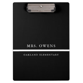 Einfaches Berufliches Schwarz-Weiß-Lehrergeschenk Klemmbrett