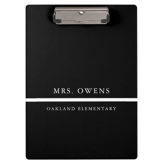 Einfaches Berufliches Schwarz-Weiß-Lehrergeschenk Klemmbrett (Vorderseite)