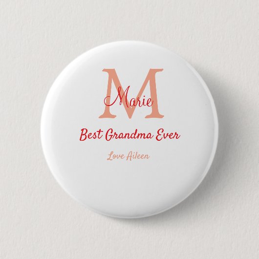 einfaches, bestes Oma-Monogramm Button (Vorderseite)
