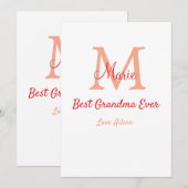 einfaches, bestes Oma-Monogramm Einladung (Vorne/Hinten)
