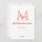 einfaches, bestes Oma-Monogramm Feiertagskarte (Rückseite)