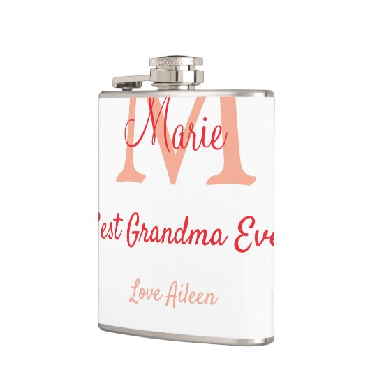 einfaches, bestes Oma-Monogramm Flachmann (Links)