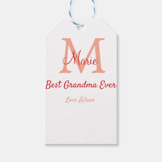 einfaches, bestes Oma-Monogramm Geschenkanhänger (Vorderseite)