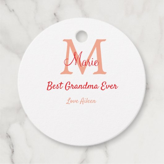 einfaches, bestes Oma-Monogramm Geschenkanhänger (Vorderseite)