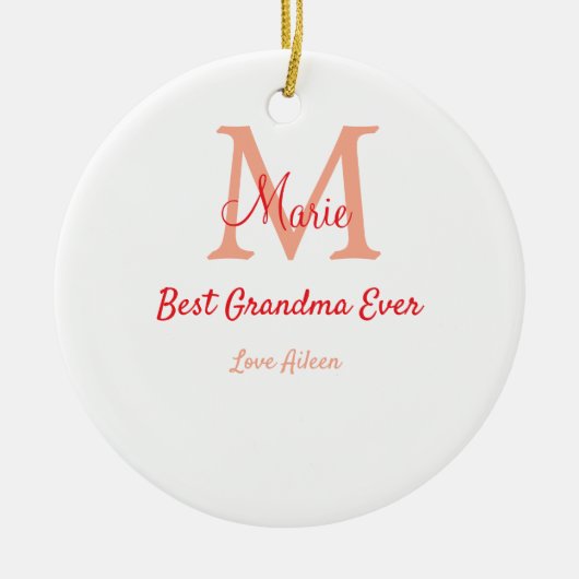 einfaches, bestes Oma-Monogramm Keramik Ornament (Vorne)