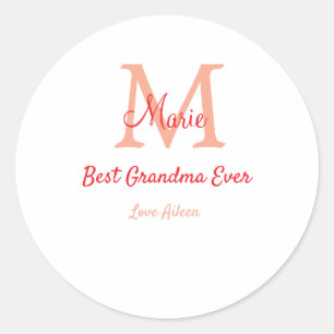 einfaches, bestes Oma-Monogramm Runder Aufkleber