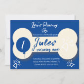 Einfaches Birthday Hund-Knochen-Party Blau Einladung (Vorderseite)