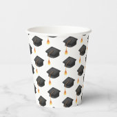 Einfaches Black Abschluss Hat Pattern Pappbecher (Rückseite)