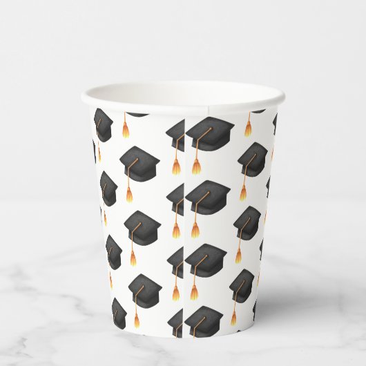 Einfaches Black Abschluss Hat Pattern Pappbecher (Rechts)